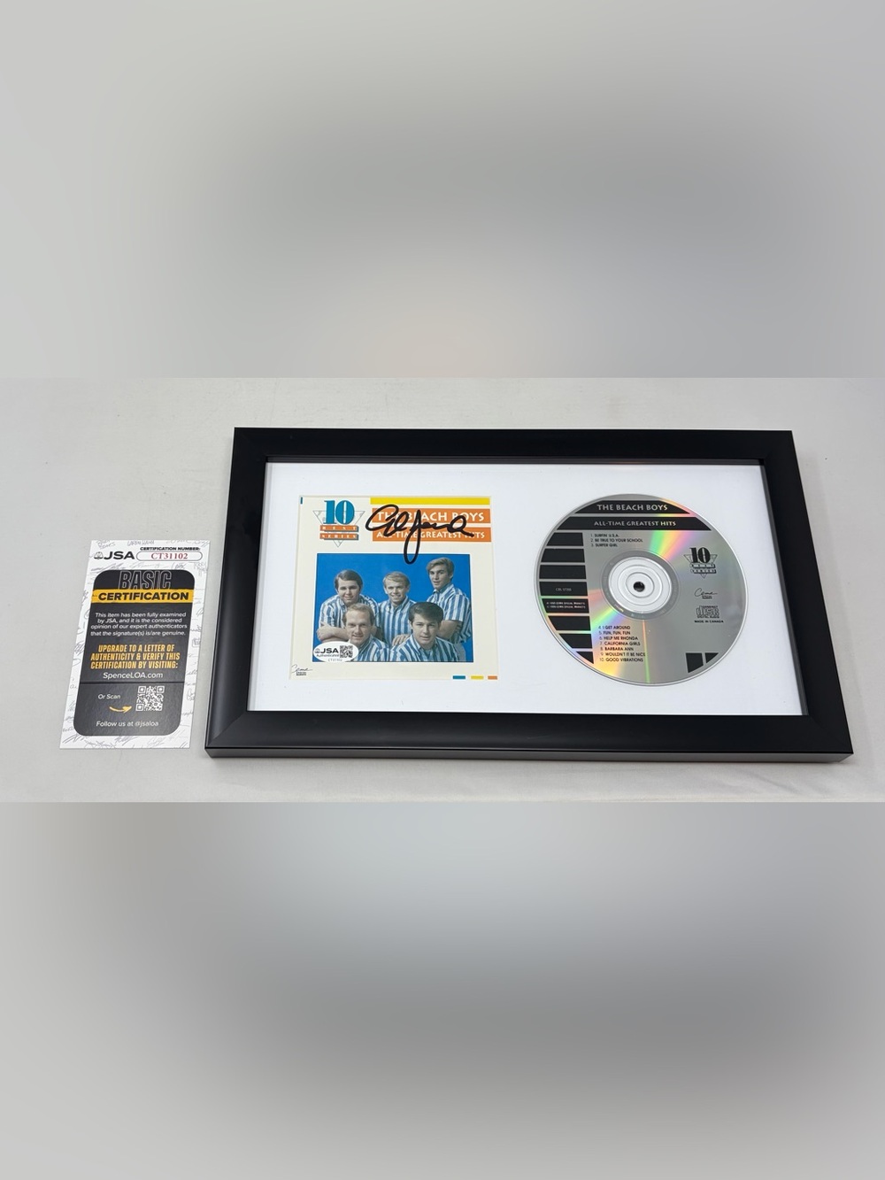 Al Jardine signed The Beach Boys All-Time Greatest Hits CD Cover Framed JSA COA